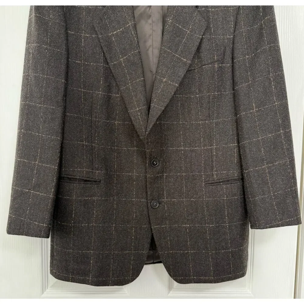 Neiman Marcus Designer Collection 100%Wool Windowpane Sportscoat Blazer 42R
